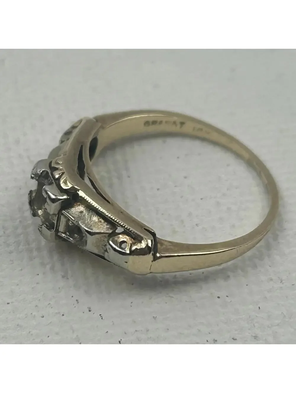 Granat Bros 14k Yellow Gold Engagement Ring Setting Mounting 1.84 Grams NO STONE - Picture 3 of 16